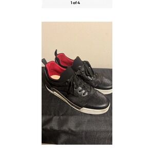 Christian Louboutin Aurelien Mens Black Leather Glitter Low Top Sneakers
